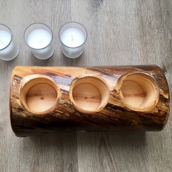 Aspen Wood Triple Candle Holder - Picture 5 of 8